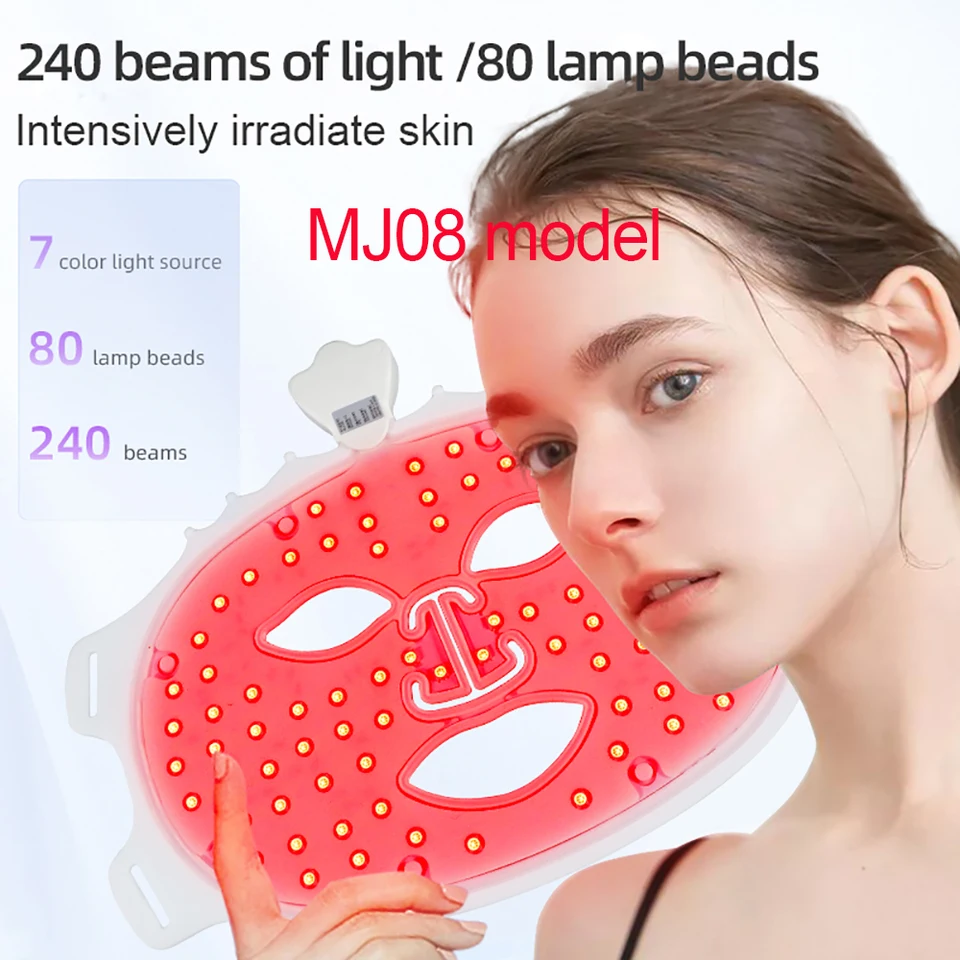 7-Farben LED Gesichtsmaske Silikon Flexibel Weich Photon Gesichtsmaske Hautreparatur Aufhellung Verjüngung Feuchtigkeitsspendend Feine Linien Ölkontrolle