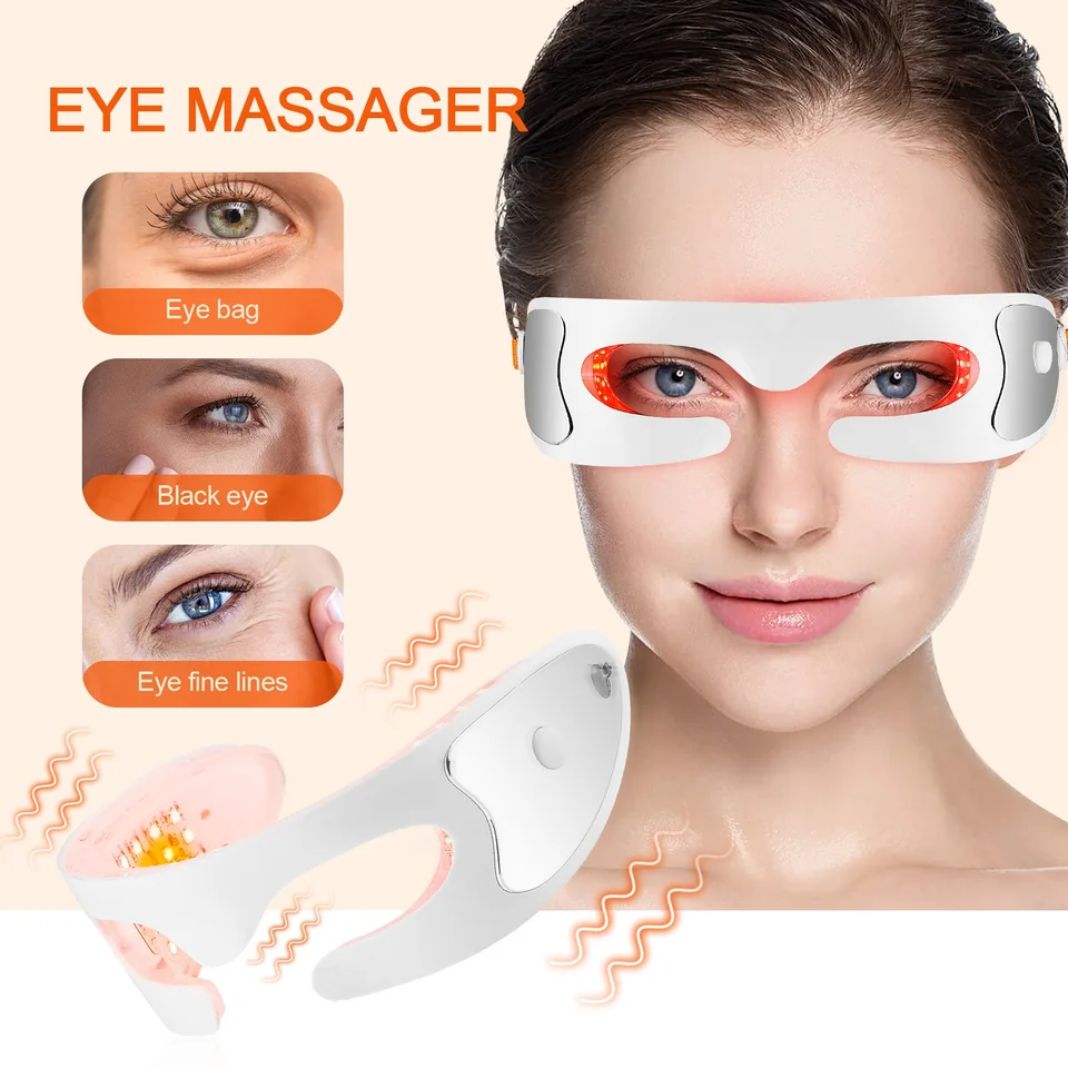 Elektrischer Augenmassagegerät mit Rotlicht zur Linderung von Augenermüdung, Vibrationsmassage, Entspannungsbrille
