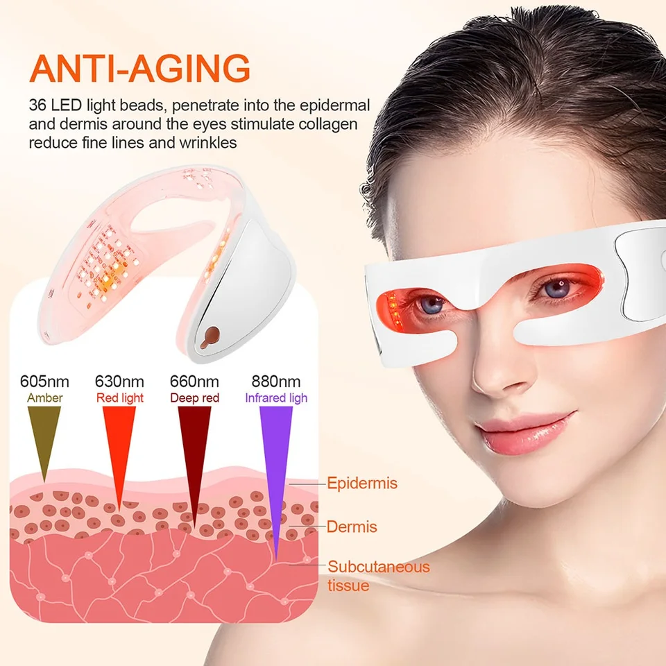Elektrischer Augenmassagegerät mit Rotlicht zur Linderung von Augenermüdung, Vibrationsmassage, Entspannungsbrille